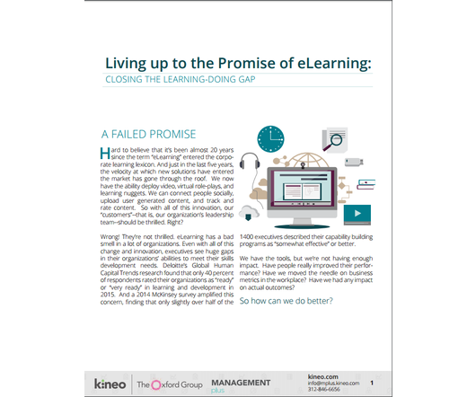 Living up to the Promise of eLearning: Closing the Learning-Doing Gap